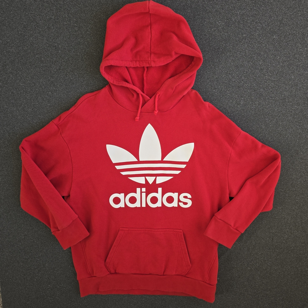 Adidas Heavyweight Oversized Hoodie Mens Size Small Medium Big Red Trefoil